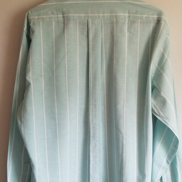Men's Private Club Mint Green With White Stripes Button Down Collar Shirt 16 1/2 - Picture 8 of 12